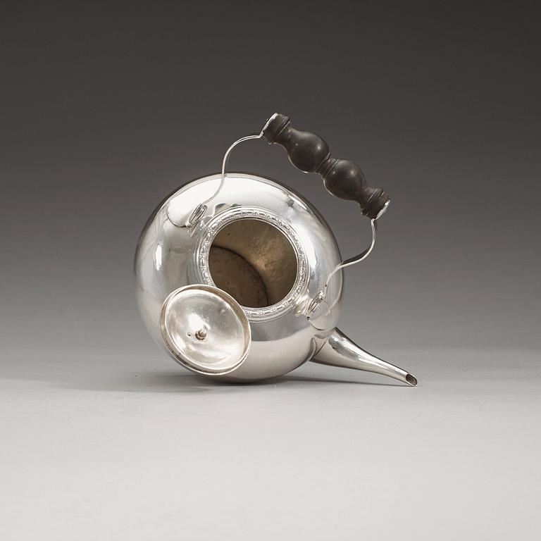 A Swedish 18th century silver tea-pot and stand, marks of Pehr Zethelius, Stockholm 1782.