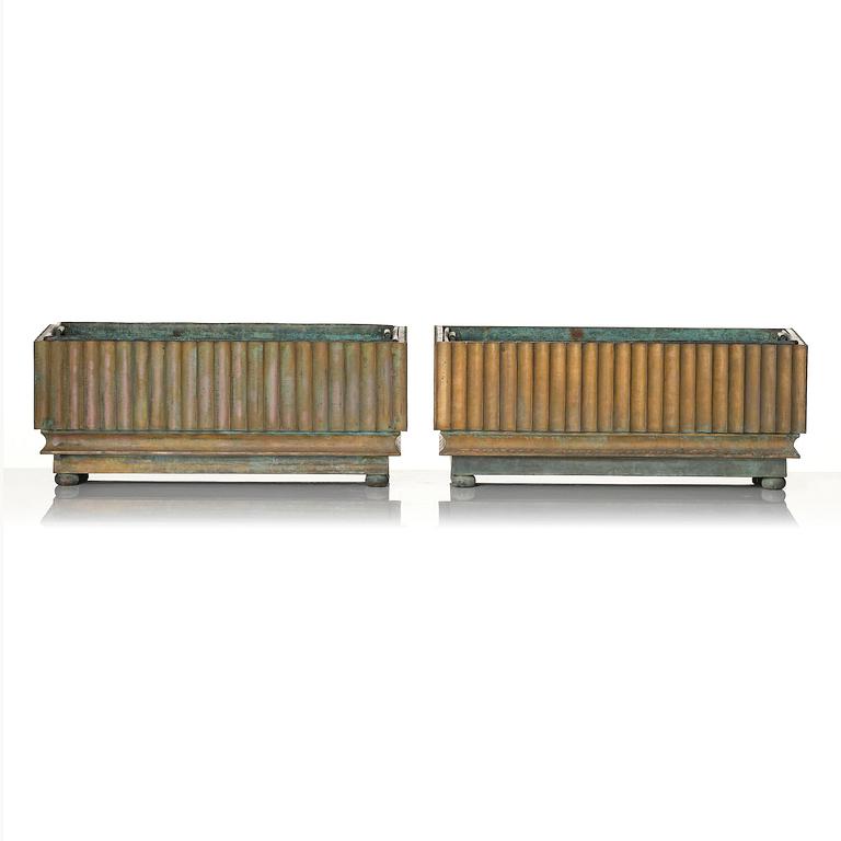 Swedish Grace, a pair of bronze planters, 1920s-1930s.