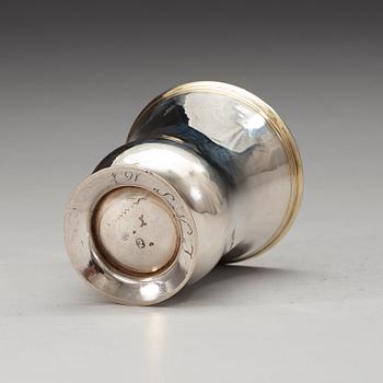 A Swedish 18th century parcel-gilt beaker, marks of Jonas Thomasson Ronander, Stockholm 1758.