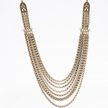 A NECKLACE, A BRACELET and A PAIR OF EARRINGS, bronze. "Hämäläinen juhlakääty" Kalevala Koru.