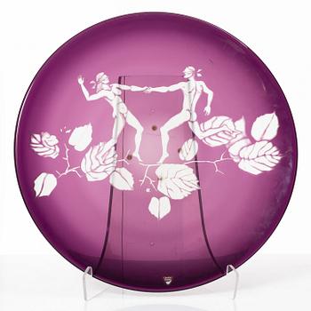 Olle Alberius, a glass plate, Orrefors, 1990.