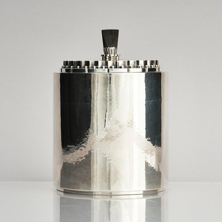 Georg Jensen, a sterling silver Tobacco jar, designed in 1926, Copenhagen 1933-1944.