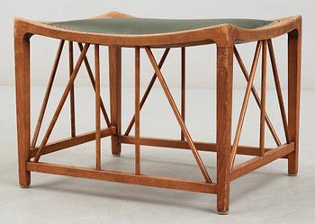 A Josef Frank mahogany and green leather 'Tutankhamon' stool, Svenskt Tenn, model 1063.