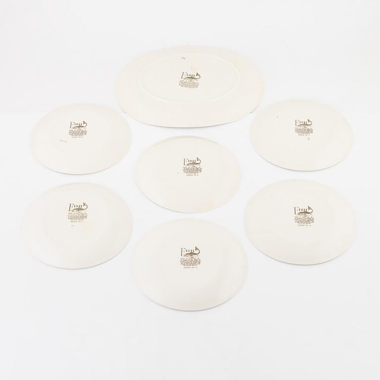 Fish service, 7 pieces, earthenware, "Fish", Johnson Bros, England.