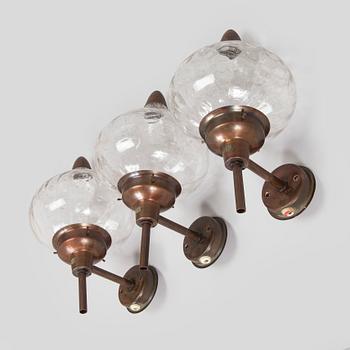 Seinä/ulkovalaisimia, 3 kpl, Westal Ab Ruotsi  1970-luku.