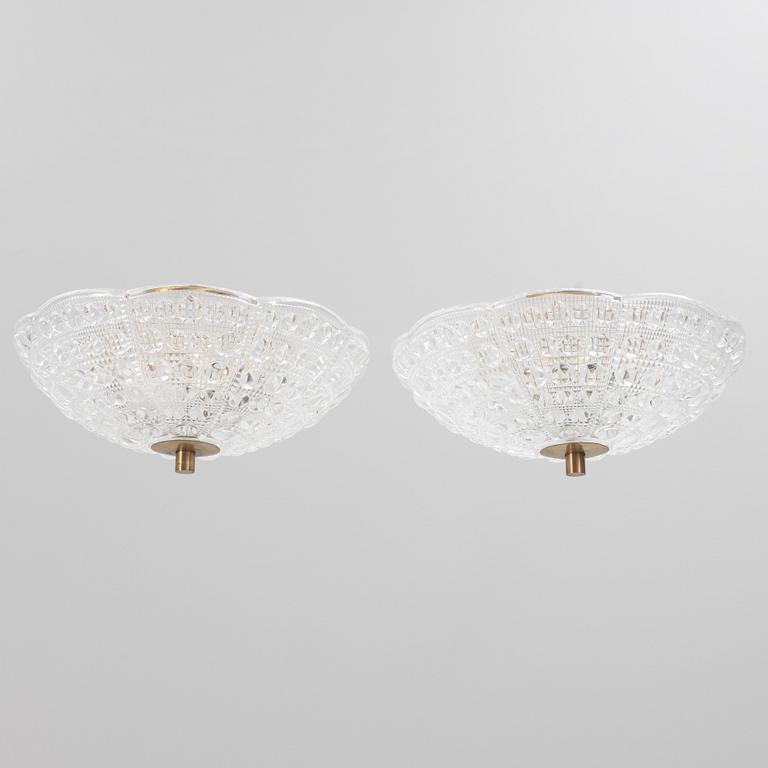 Carl Fagerlund, a pair of ceiling lamps, Orrefors, second half of the 20th Century.