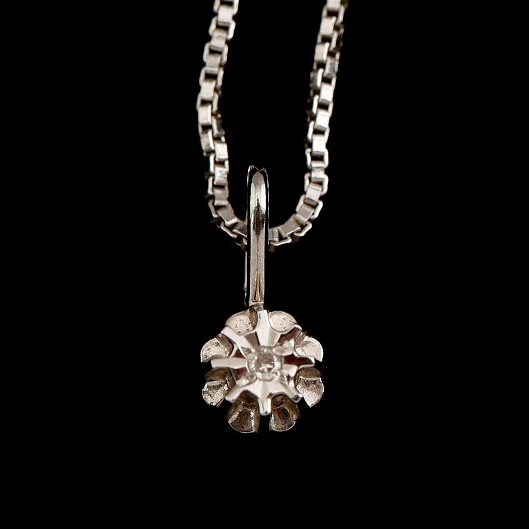 SMYCKEN, 3 delar, 18 k vitguld, mindre diamanter, total vikt ca 7 g.