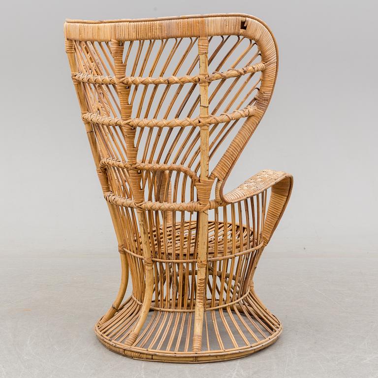 a rattan chair by Gio Ponti & Lio Carminati, Italy, second half of the 20th century.