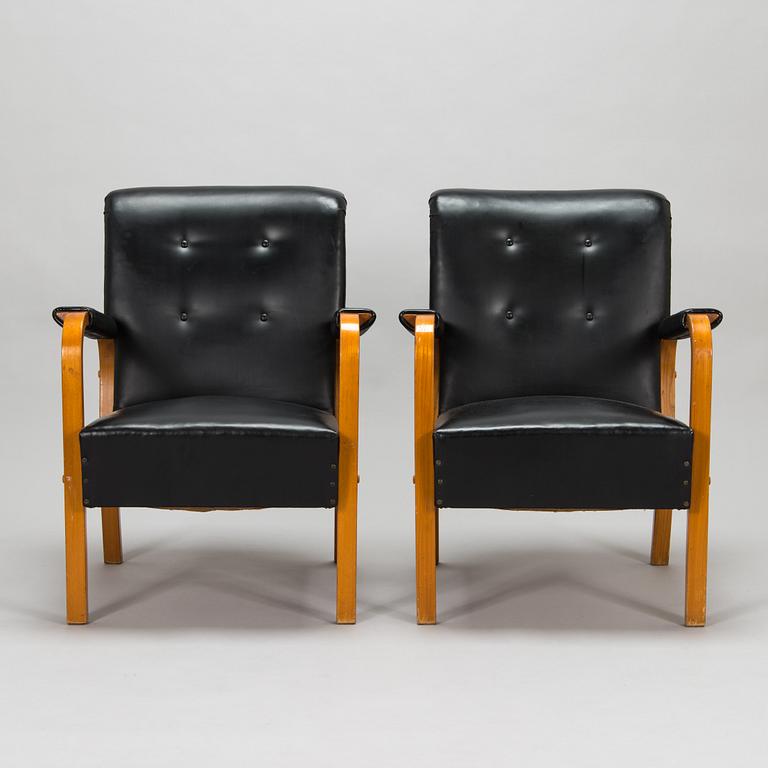 Alvar Aalto, a pair of mid-20th century '47' armchairs for, O.Y. Huonekalu- ja Rakennustyötehdas A.B.