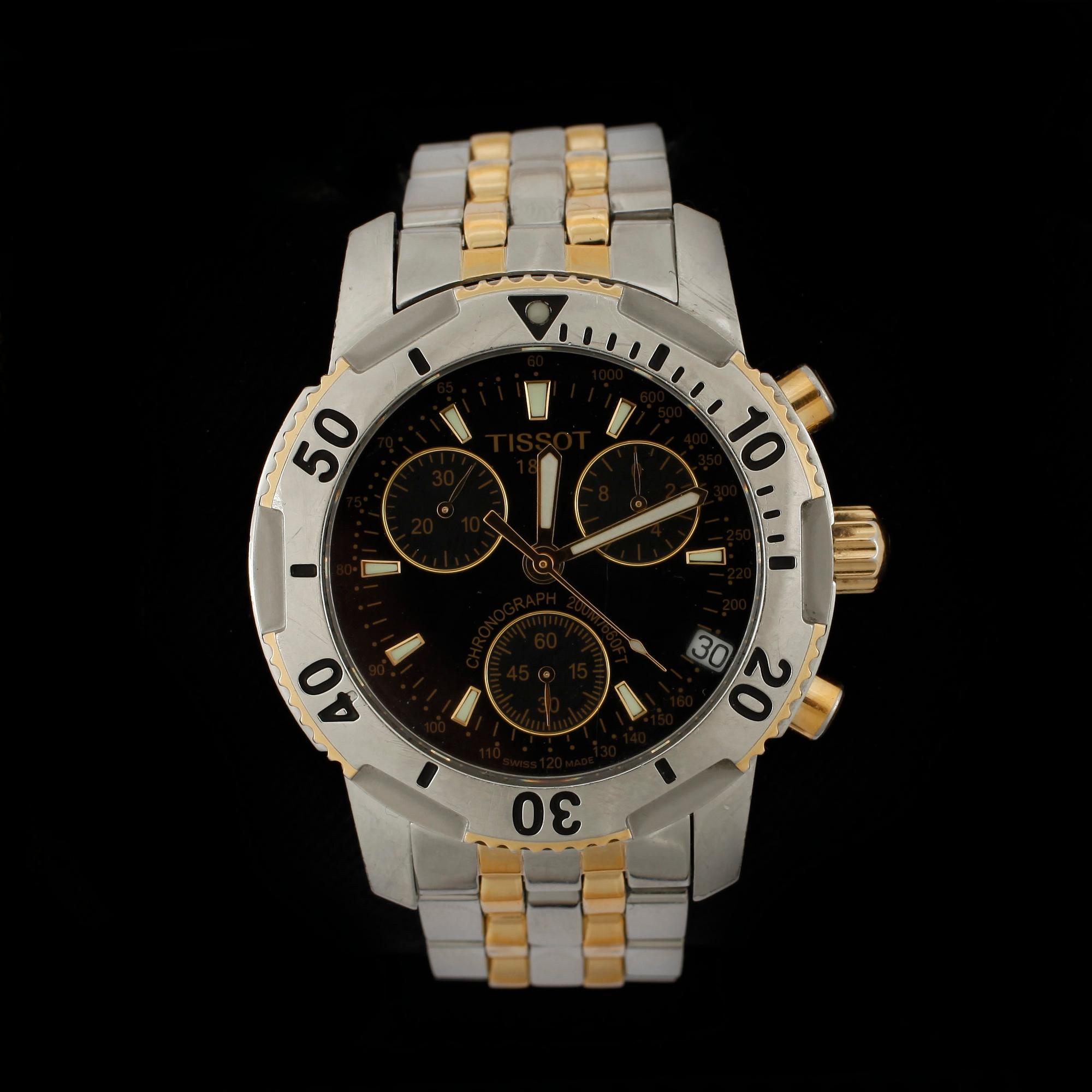 ARMBANDSUR, herr,  Tissot, Chronograph, PRS2000, stål/doublé, 2000-tal.