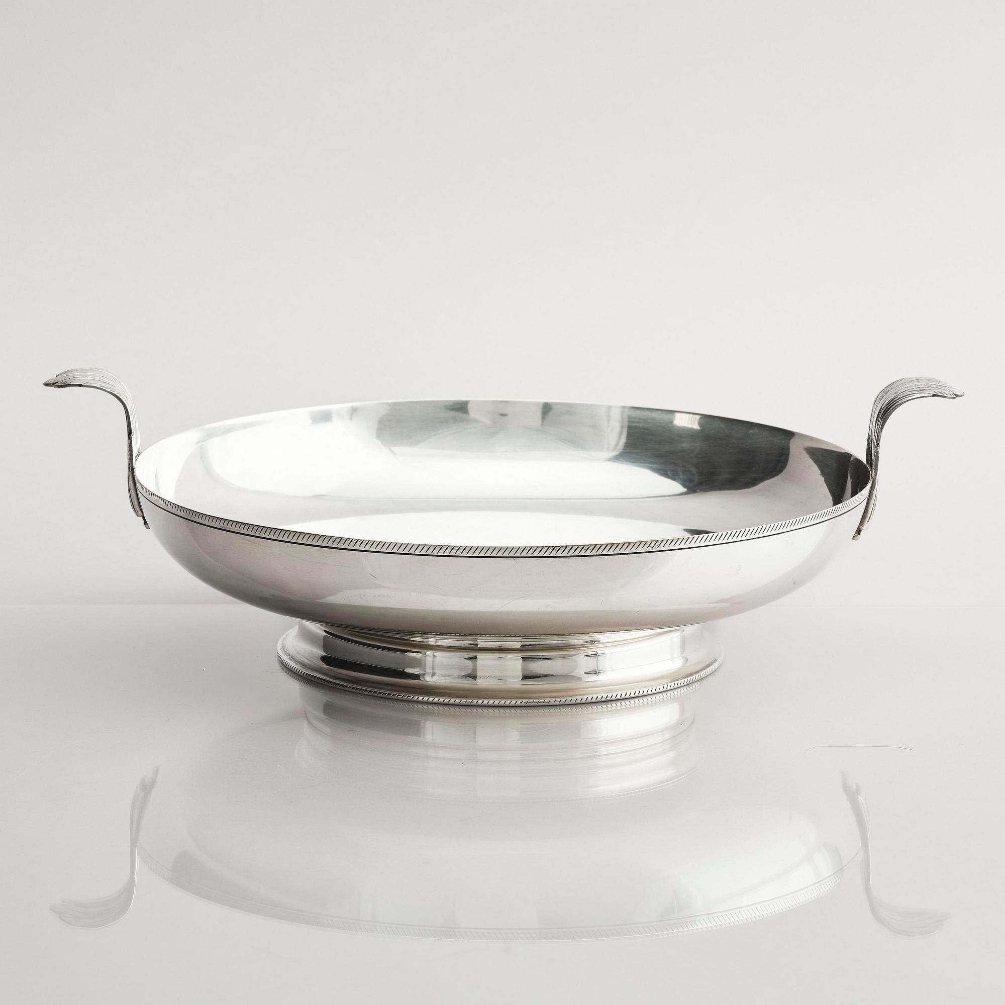Wolter Gahn, skål, nysilver, Swedish Grace, Karl Wojtech, Stockholm, 1920-tal.