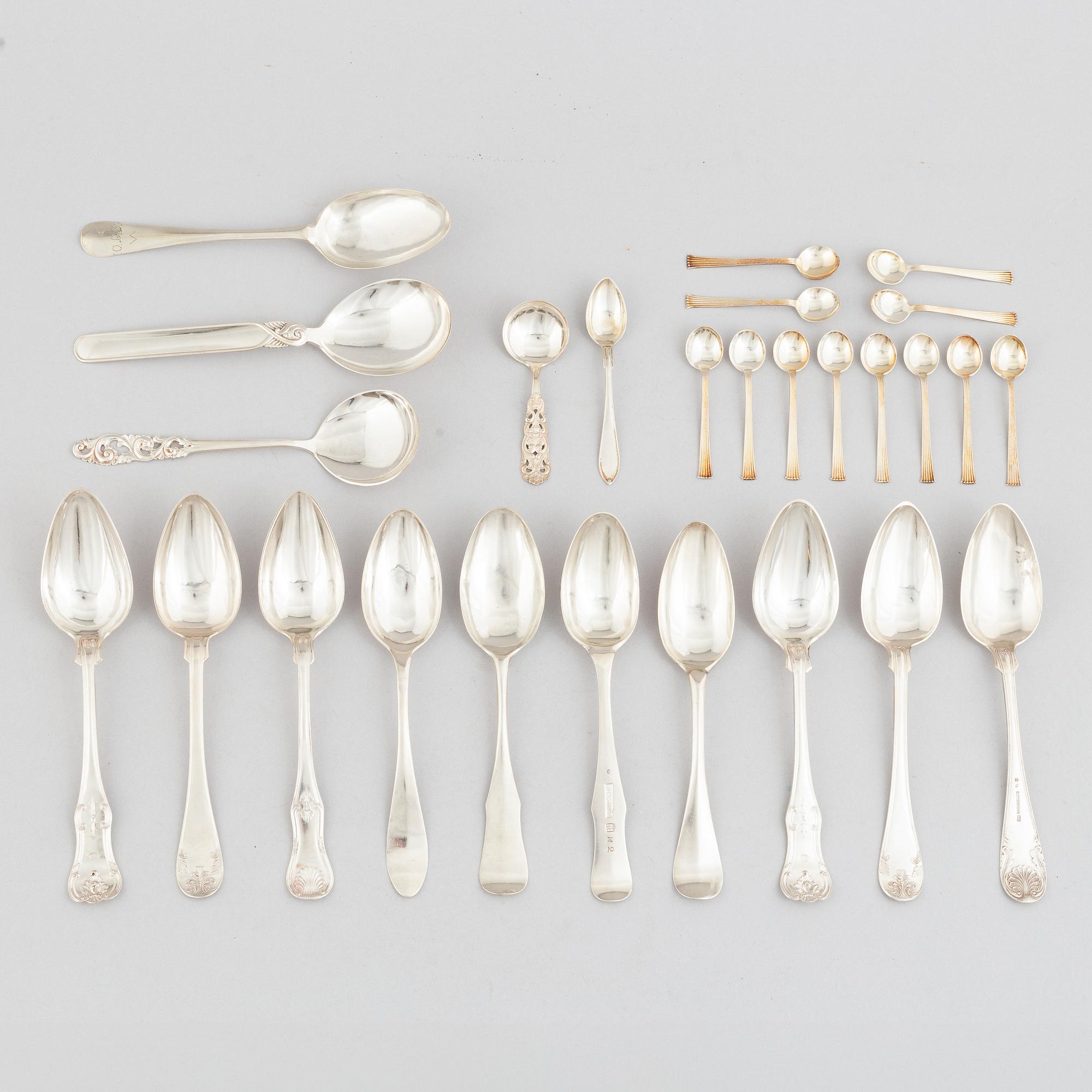 Cutlery, 27 pieces, silver, 18th-19th Century, mostly Sweden.