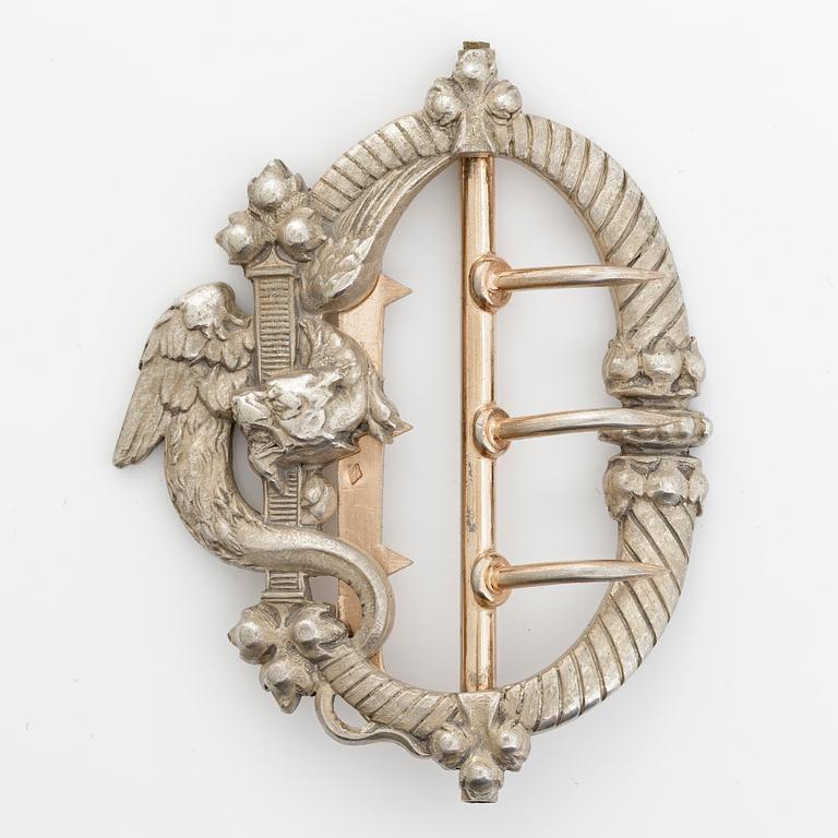 Buckle, silver, motif with dragon, around the turn of the century 1900.