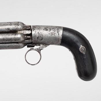 Percussion revolver, Belgian, Mariette's patent, mid-19th century.