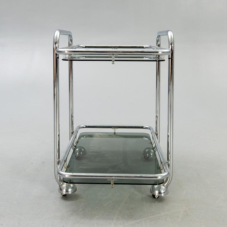 A 1970s chrome serving trolley.