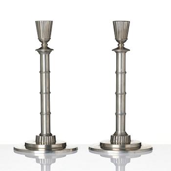 Erik Fleming, a pair of pewter candlesticks, Norrahammars Tenn, 1930.