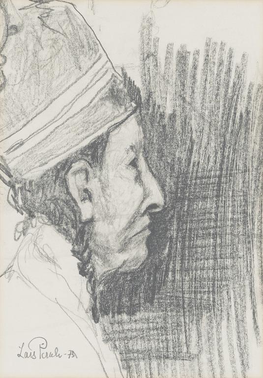 Lars Pirak, drawing, signed Lars Pirak and dated -75.