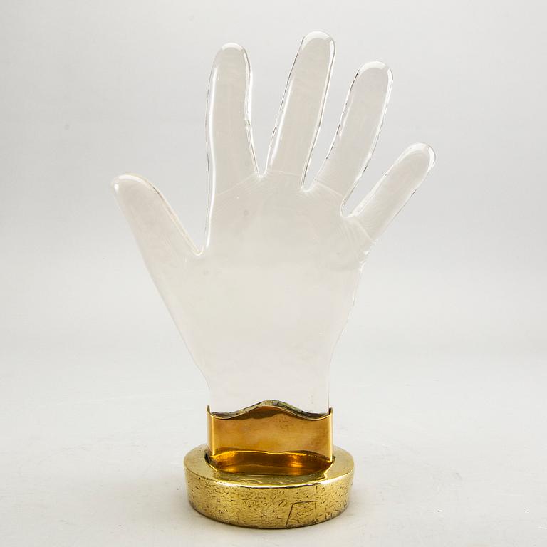 Estrid Ericson, attributed to, a brass and glass sculpture for exposing rings at Svenskt Tenn, 1950-1960s.