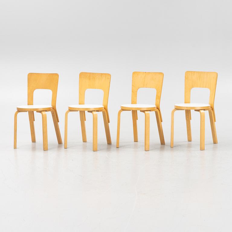 Alvar Aalto, four model 66 chairs, Artek, Finalnd.