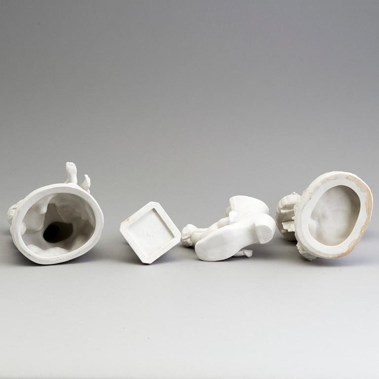 FOUR PARIAN FIGURES, Gustafsberg, ca 1900, one unmarked.