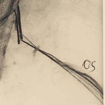 OLLE SKAGERFORS, charcoal on paper, signed OS.