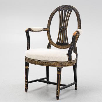 A Swedish Gustavian Armrest Chair, late 18th Century.