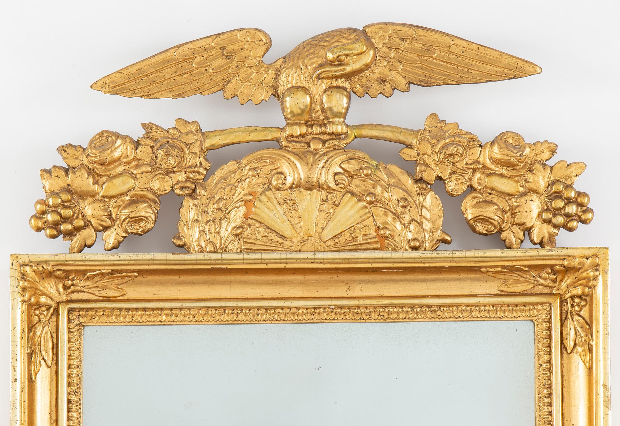 A pair of two-light mirror girandoles, Swedish, first half of the 19th ct.