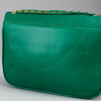 BALLY, a green leather handbag.