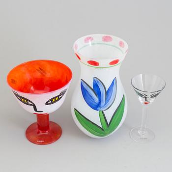 Three ULRICA HYDMAN-VALLIEN glass items from Kosta Boda.