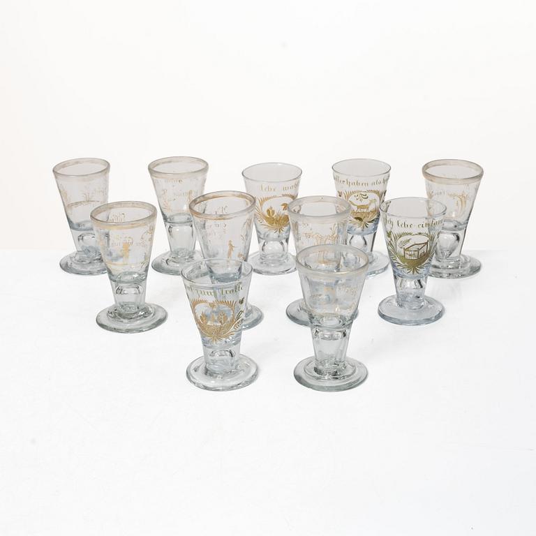 Glasses, 11 pcs, Germany, 18th century.