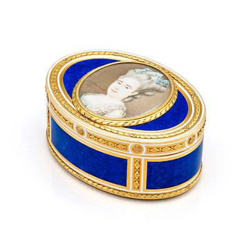 297. A Louis XVI gold and enamel box by Charles Le Bastier, Paris 1776-1777.