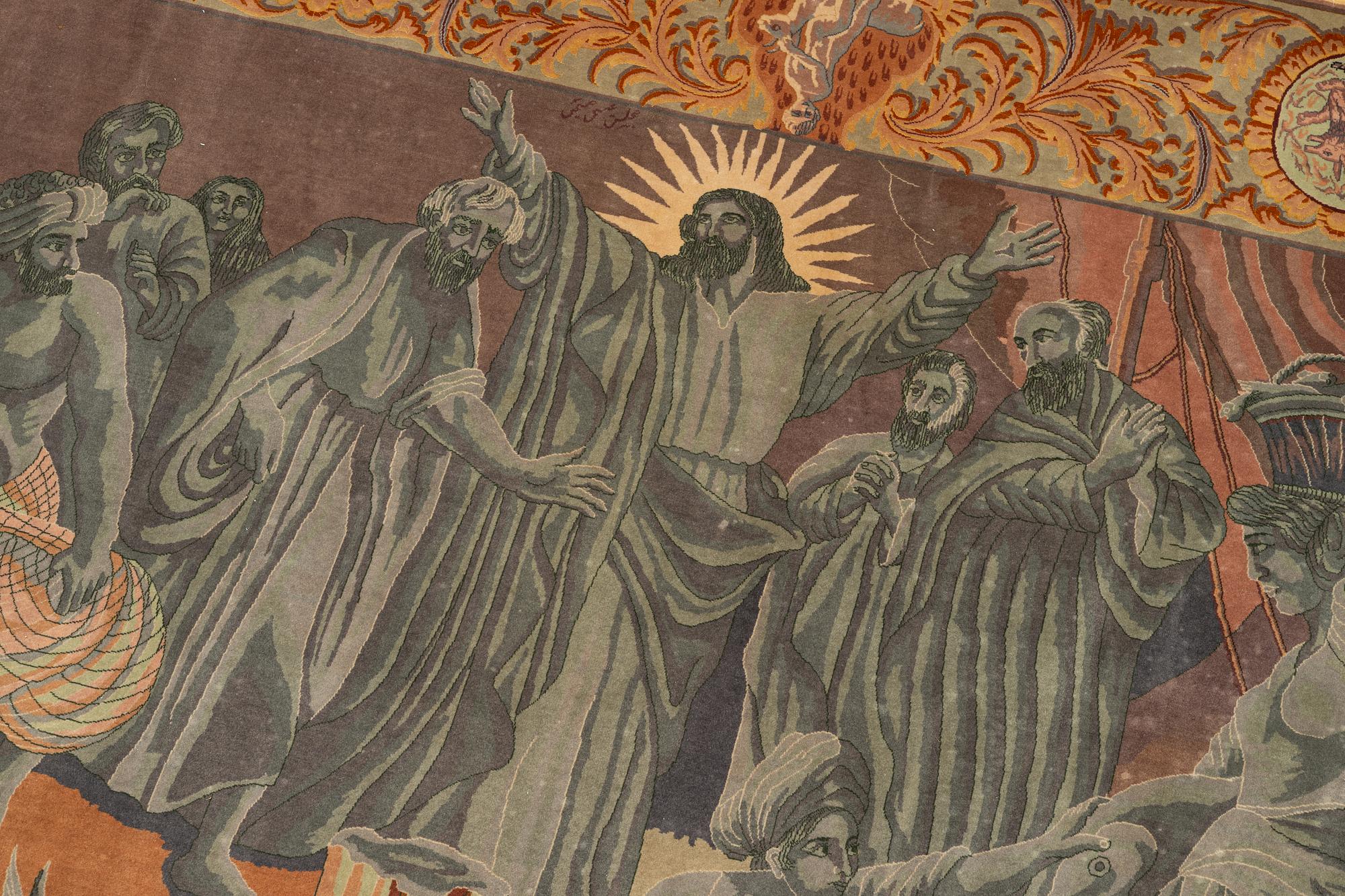 Matta, old figural Täbris, Västra Persien, ca 274 x 190 cm.