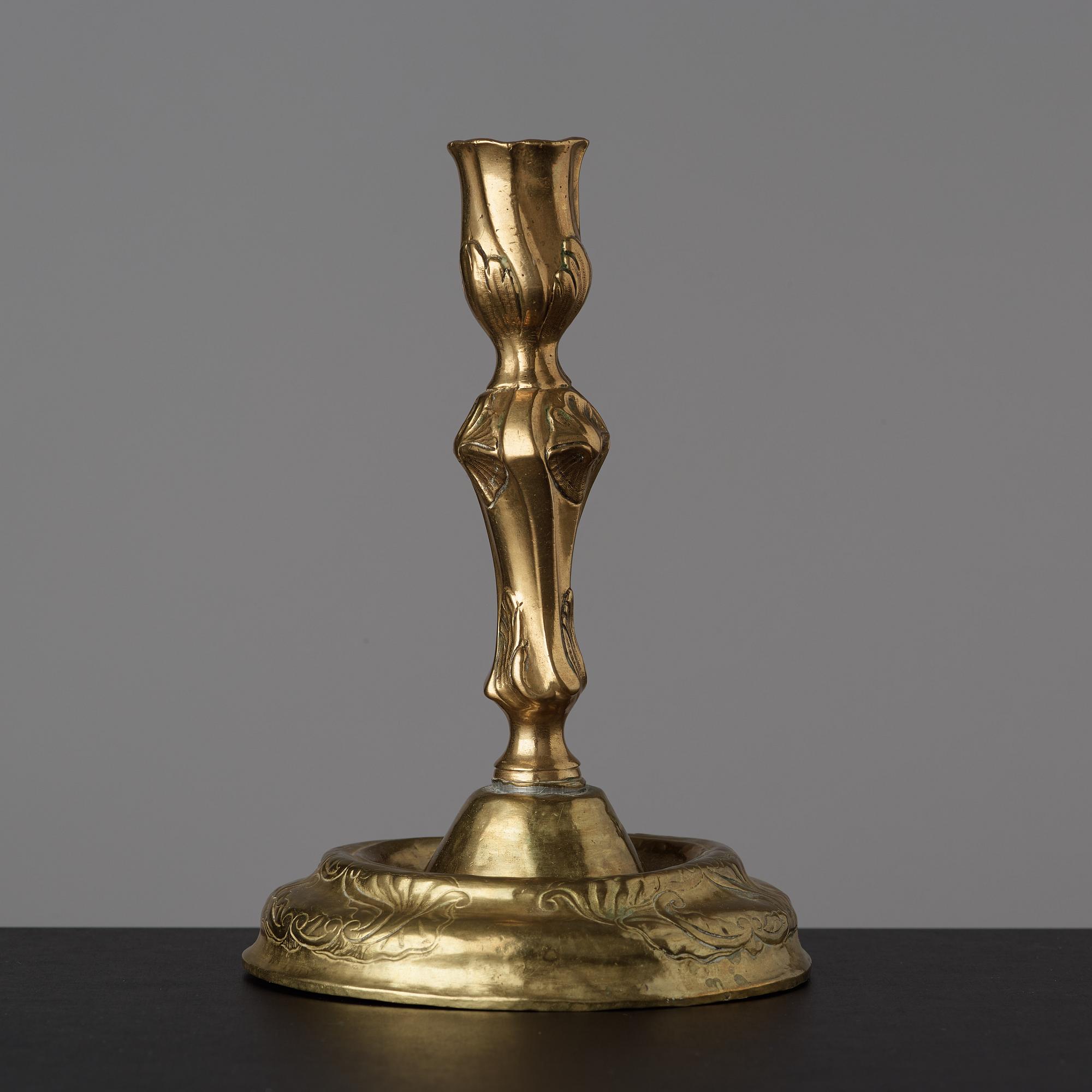 A Rococo candlestick by Anders Westerberg (privilege 1755, dead 1765, his widow continued till 1773).