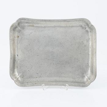 Two pewter trays, 18th Century.
