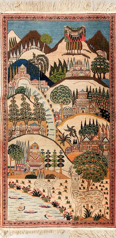 Isfahan rug semi-antique approx. 166x89 cm.