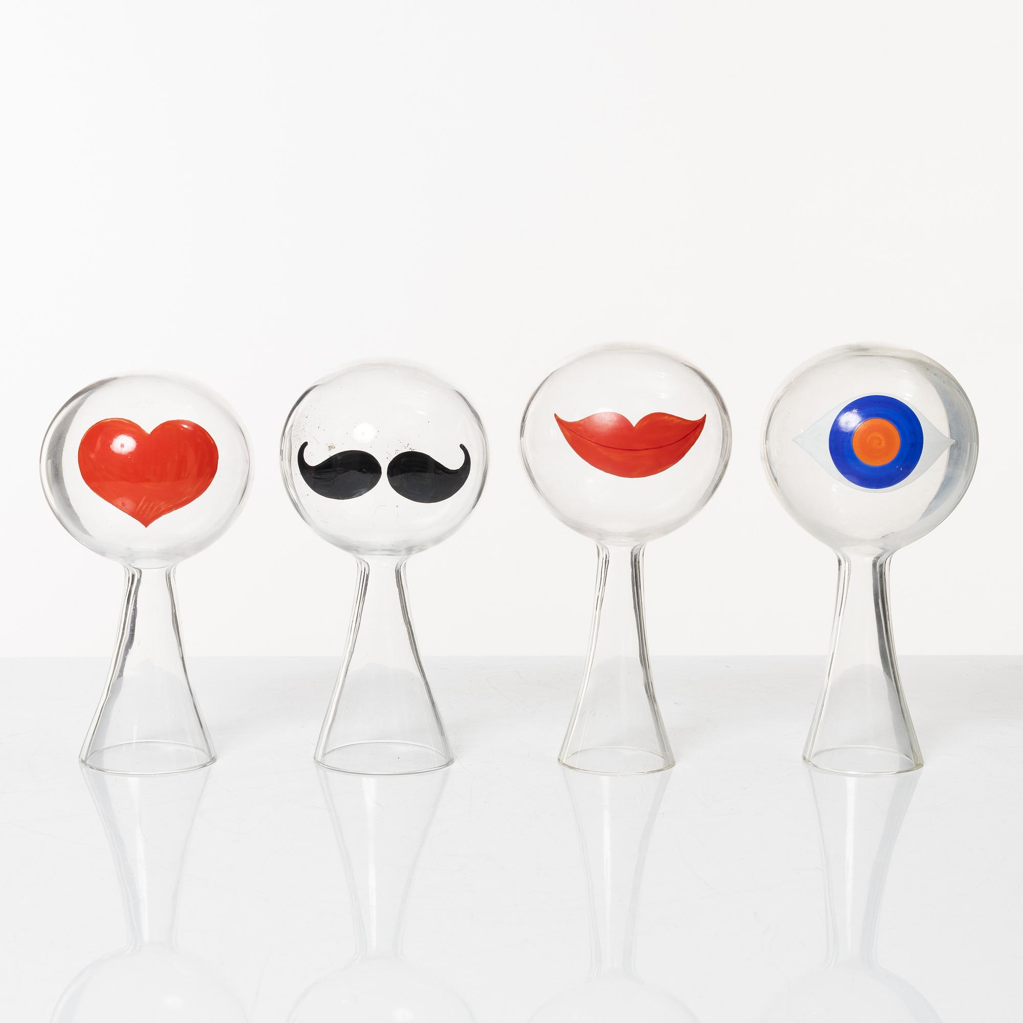 Kjell Blomberg, a set of ten 'Klothepp' glass sculptures, Gullaskrufs glasbruk, Sweden, 1960's.