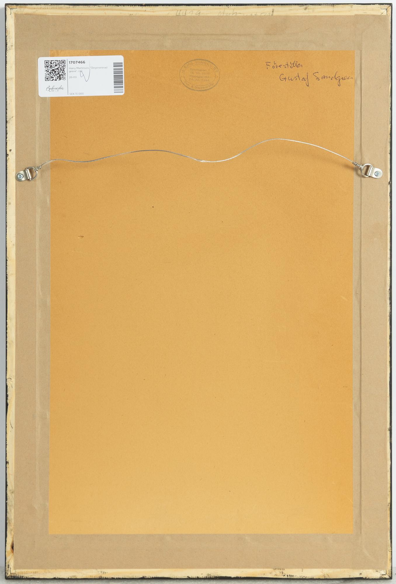 Harry Martinson, "Degenererad greve" (författaren Gustaf Sandgren).