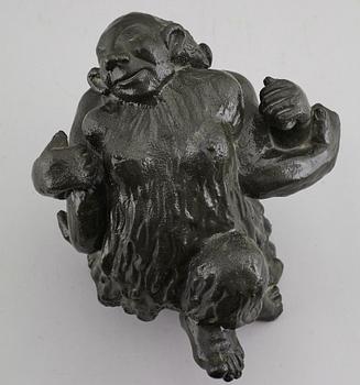 ÅKE HOLM, a glazed ceramic sculpture of trolls, Höganäs, Sweden 1941.