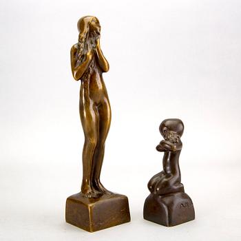 Anders Olson, two signed bronze sculptures.