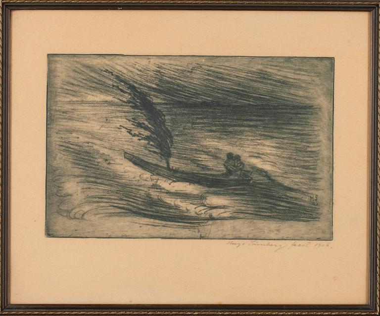 HUGO SIMBERG, etsning, signerad och daterad Fecit 1906.