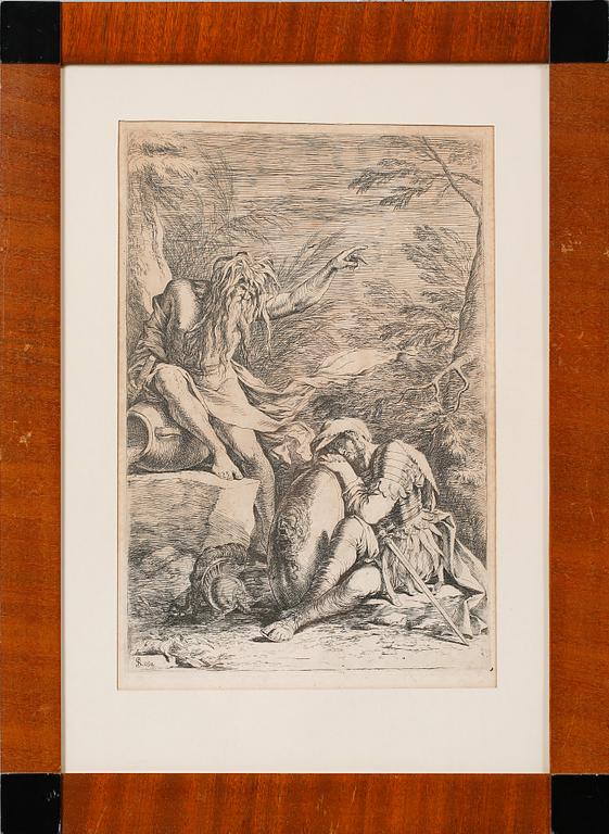 SALVATOR ROSA, efter, 2 st, etsningar, signerade i tryck, 1800-tal/tidigt 1900-tal.