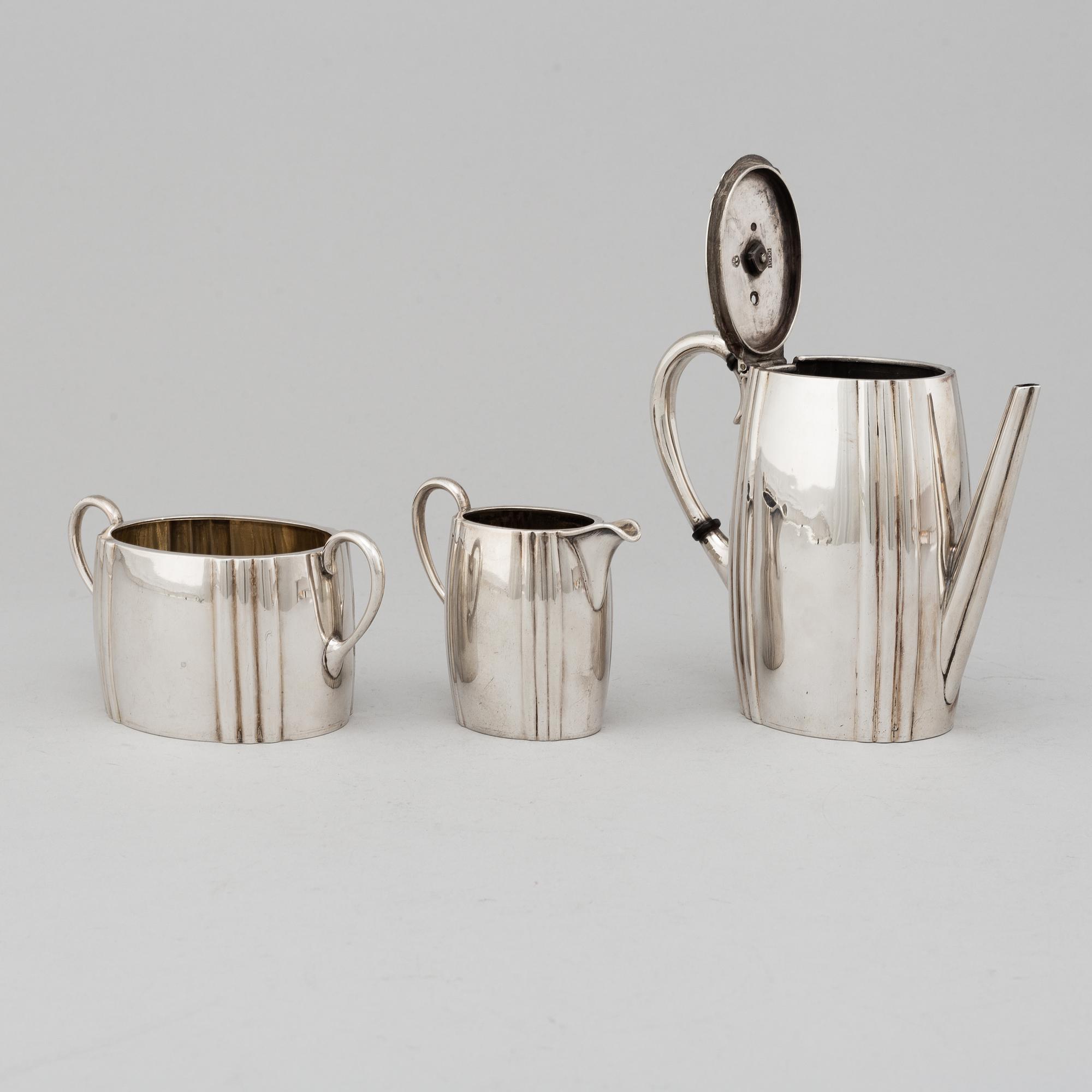 A MICHELSEN, a silver mocca service, Copenhagen 1906.