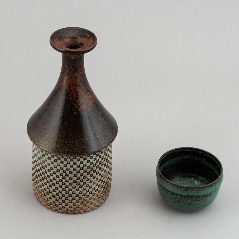 Stig Lindberg, a stoneware small bowl and a vase, Gustavsberg Studio, Sweden.