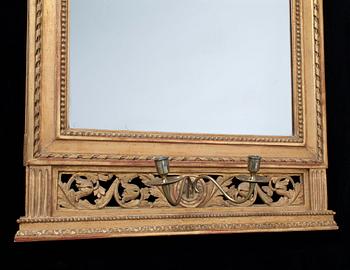 A pair of Gustavian two-light girandole mirrors by Lago Lundén, signed and dated 1789.