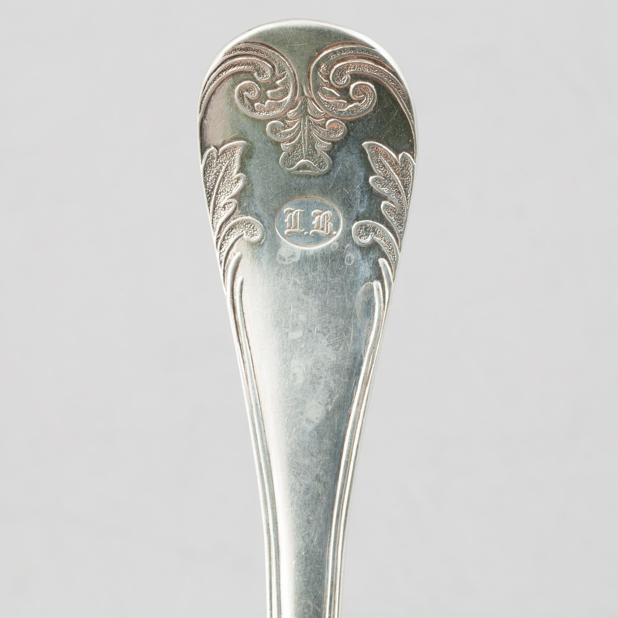Jacob Engelberth Torsk, 62-pieces of "Gammal Fransk" silver flatwear, Stockholm, Sweden, 1902-1903.