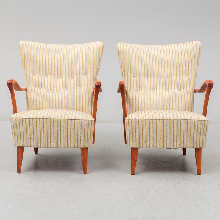 SOFFA SAMT FÅTÖLJER, ett par, 1940-/50-tal.