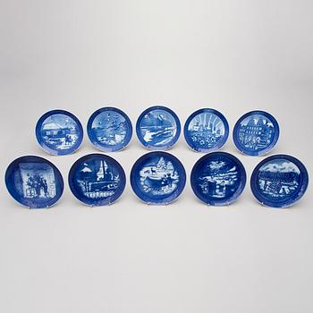 A set of 38 porcelain Christmas plates, Royal Copenhagen, Denmark, 1966 + 1973-2009.