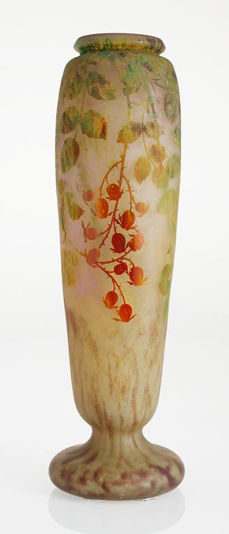 A Daum art nouveau cameo glass vase, France.