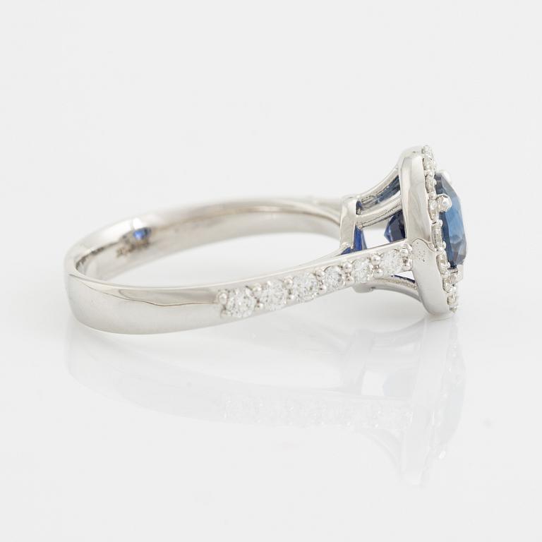 Sapphire and brilliant cut diamond ring.