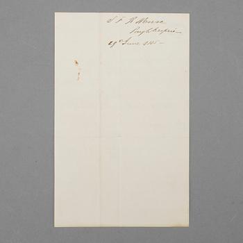 SAMUEL MORSE (1791-1872), brev daterat 19 juni -53.